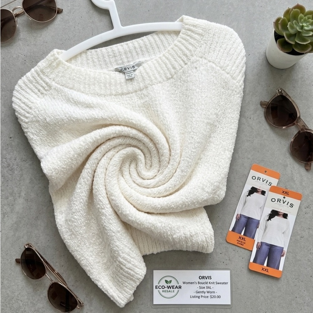 Orvis Cream Scoop Neck Pullover Sweater
